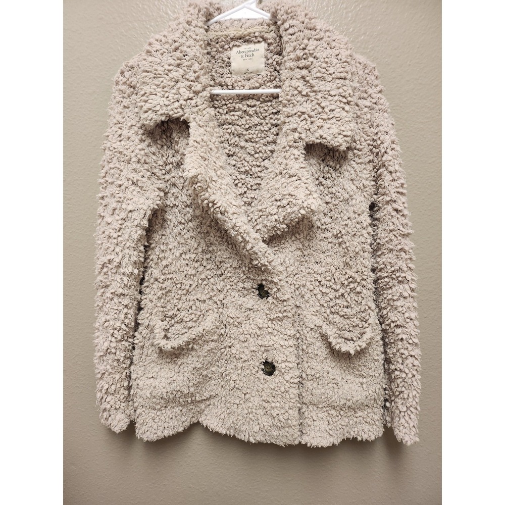 Abercrombie & Fitch Light Cream Teddy Coat